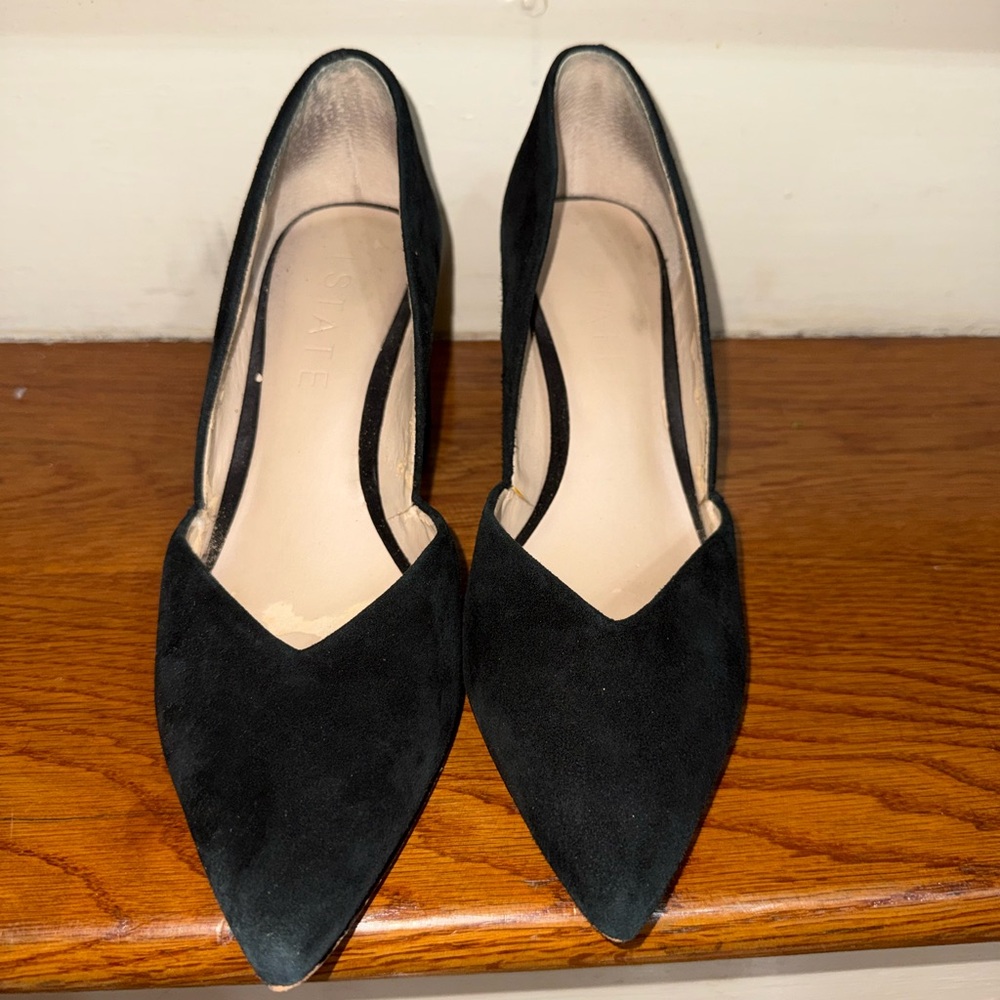 1. STATE Women's Black Suede Heels Sisteen